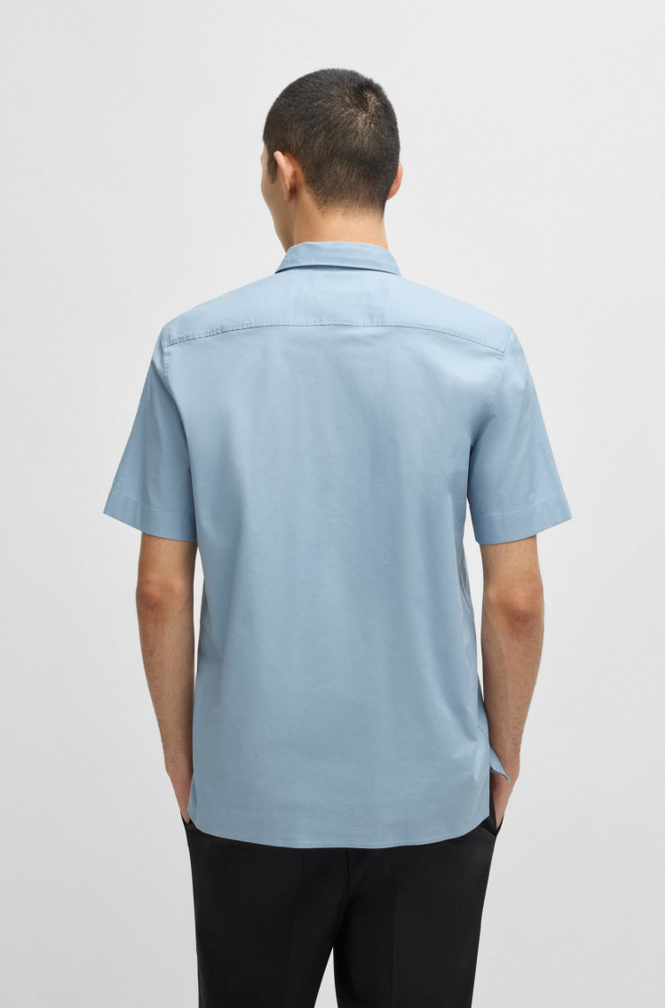 сорочка ділова з коротким рукавом Relaxed fit для чоловіків (479858), колір Синій - №4