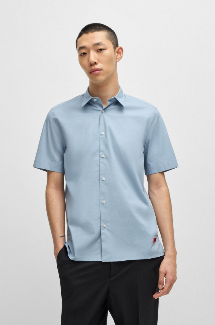 сорочка ділова з коротким рукавом Relaxed fit для чоловіків (479858), колір Синій - №5