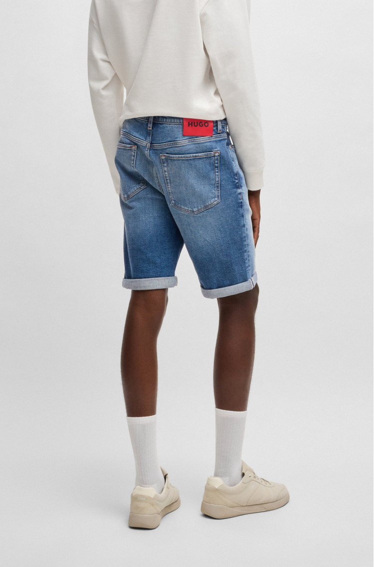 Шорти джинсові Slim fit для чоловіків (479922), колір Синій - №4