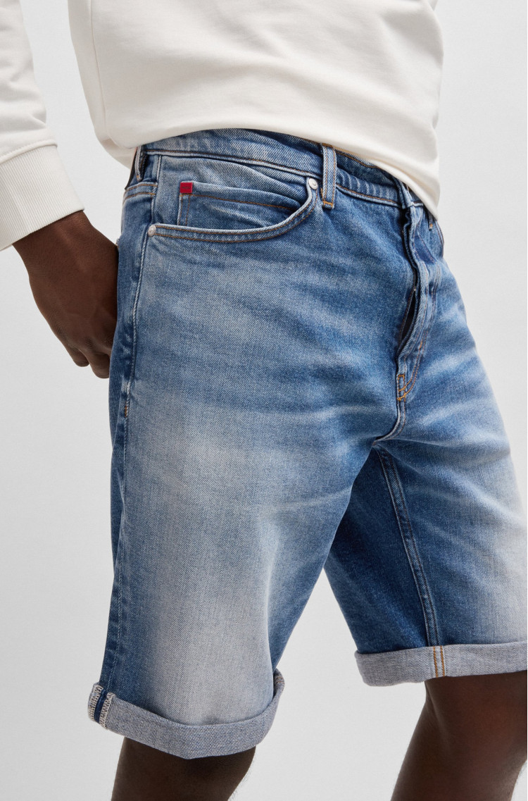 Шорти джинсові Slim fit для чоловіків (479922), колір Синій - №5