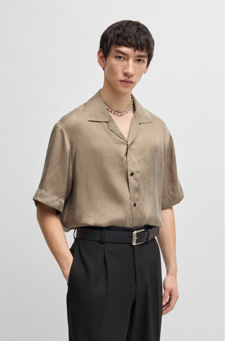 Сорочка повсякденна з коротким рукавом Relaxed fit для чоловіків (479937), колір Коричневий - №2