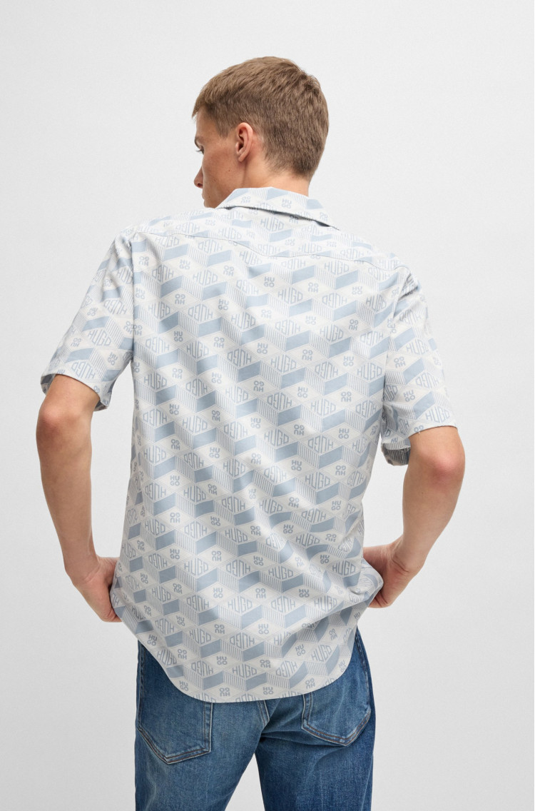 Сорочка повсякденна з коротким рукавом Relaxed fit для чоловіків (479938), колір Синій - №4