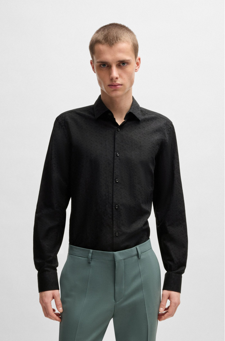 Сорочка повсякденна Slim fit для чоловіків (479939), колір Чорний - №2