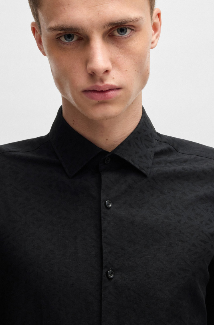 Сорочка повсякденна Slim fit для чоловіків (479939), колір Чорний - №6