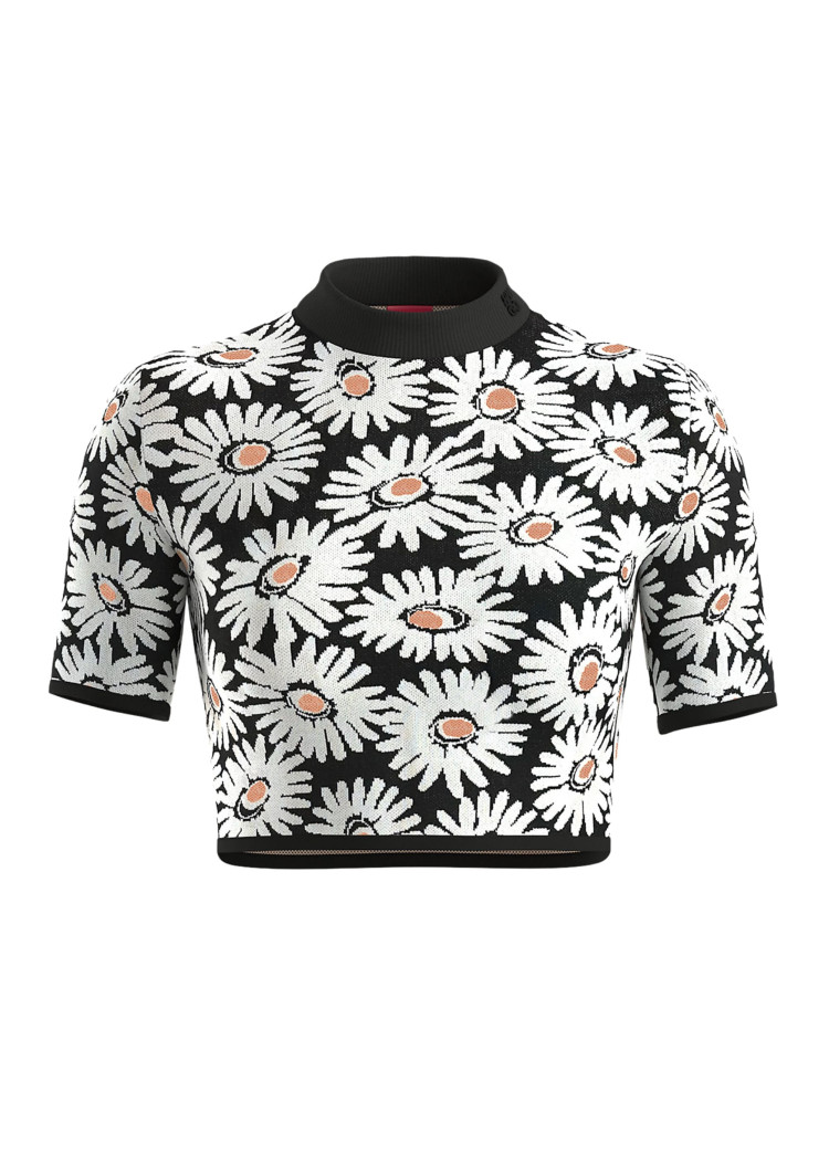 Топ з коротким рукавом Slim fit для жінок (480019), колір Чорний - №1