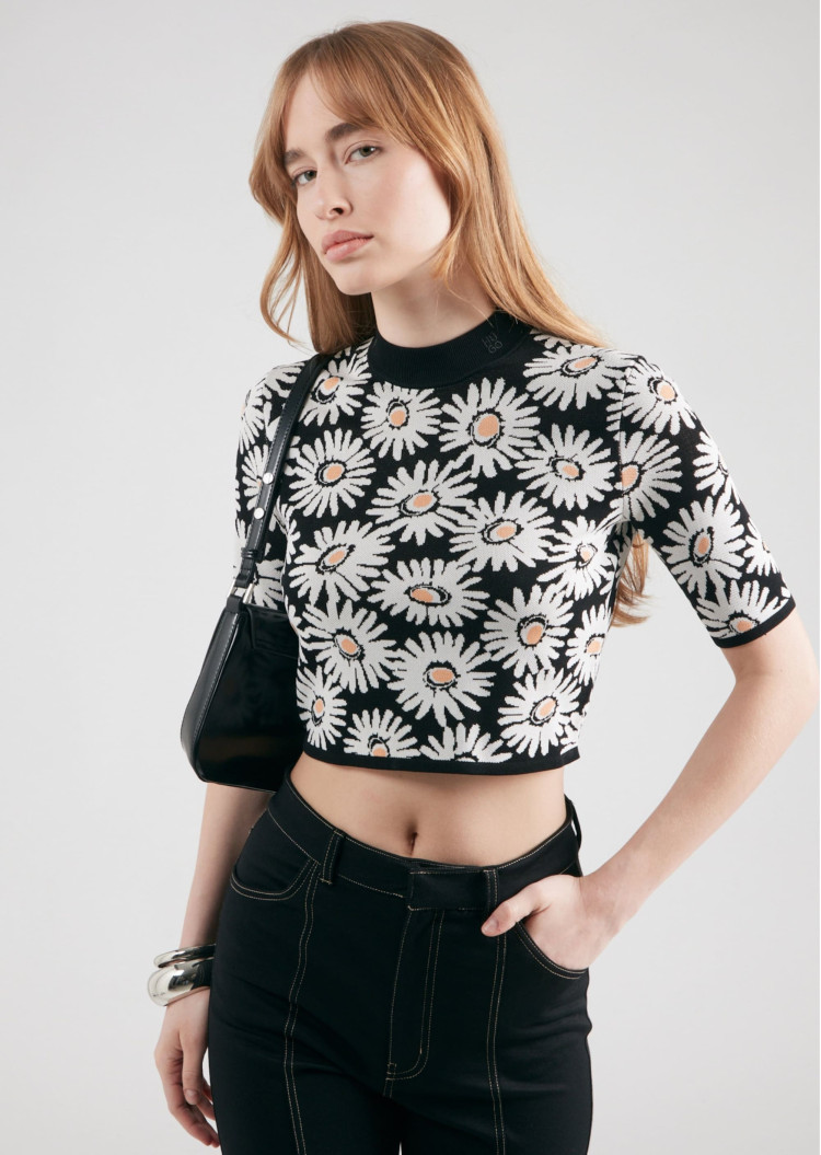 Топ з коротким рукавом Slim fit для жінок (480019), колір Чорний - №2