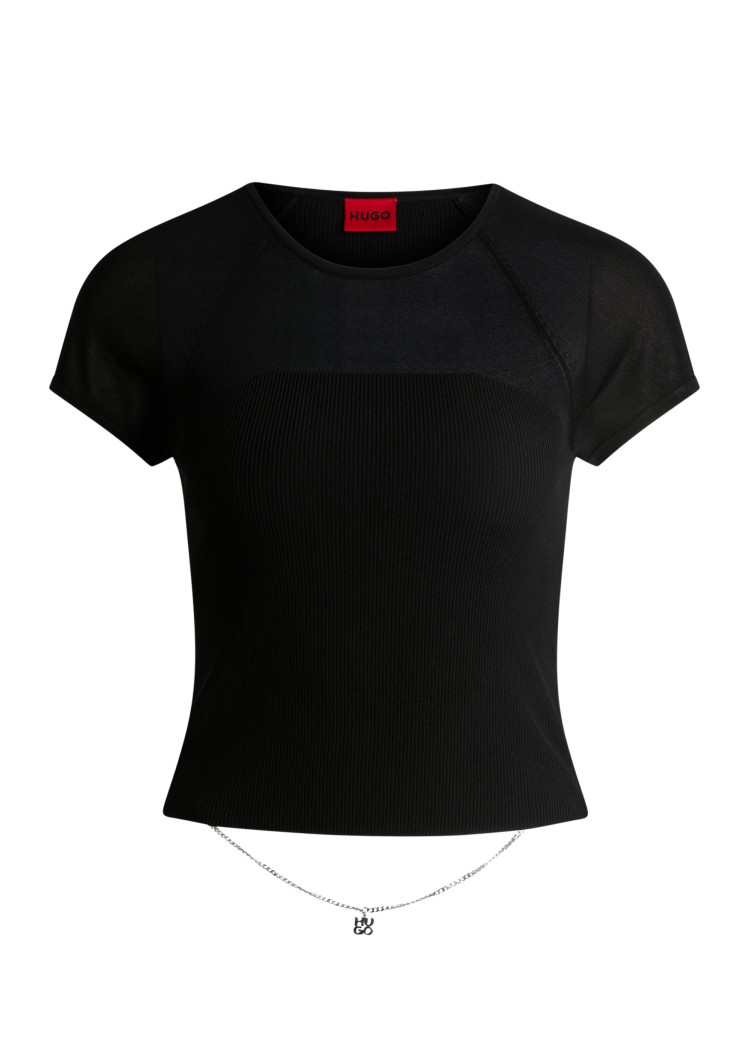 Топ з коротким рукавом Slim fit для жінок (480022), колір Чорний - №1
