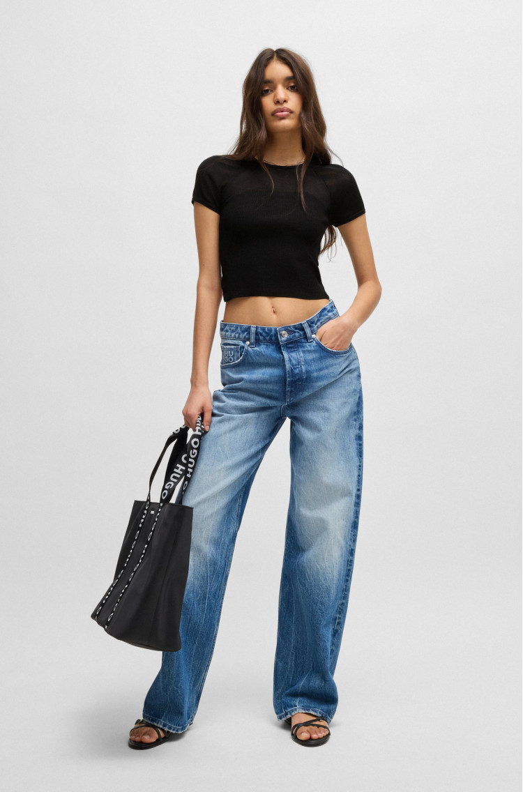 Топ з коротким рукавом Slim fit для жінок (480022), колір Чорний - №3