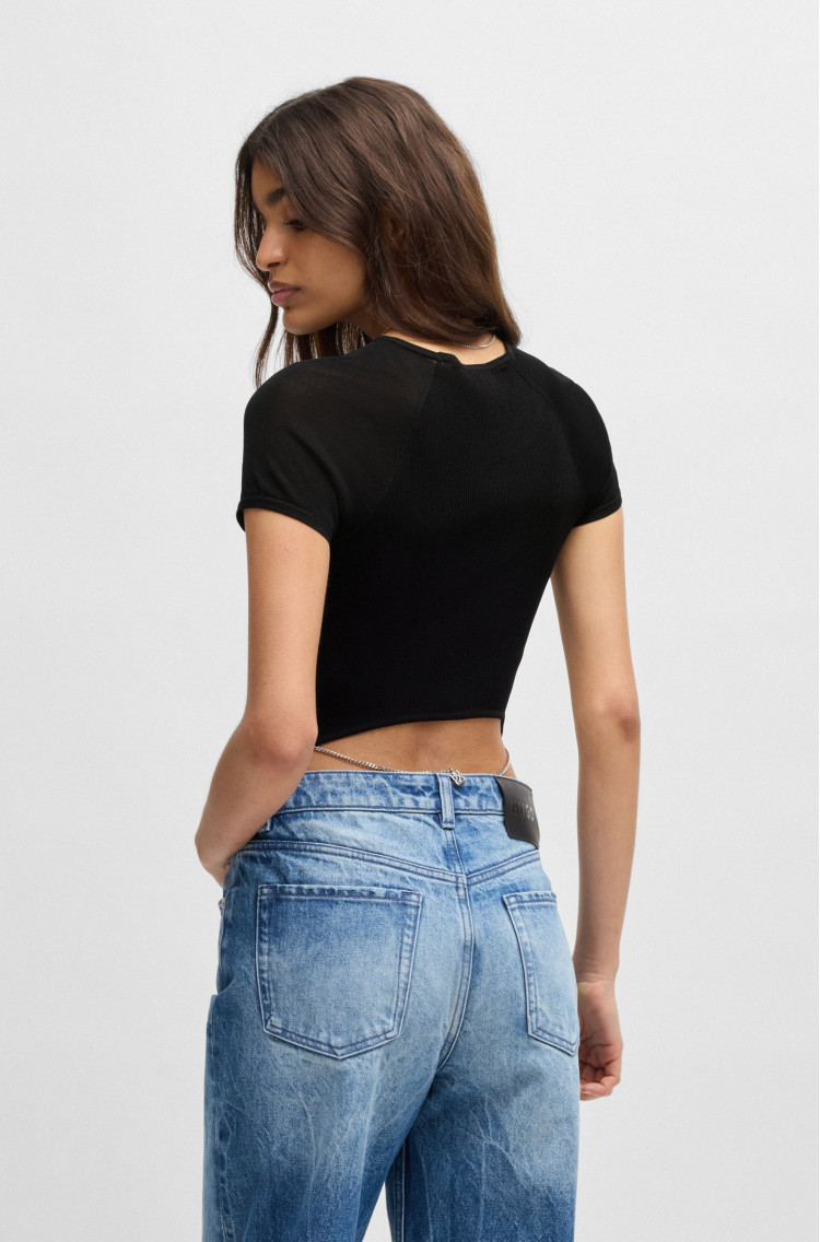 Топ з коротким рукавом Slim fit для жінок (480022), колір Чорний - №4