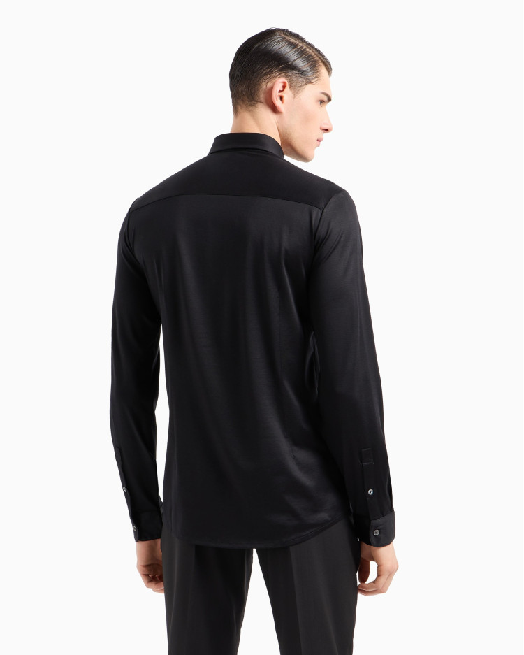 Сорочка деловая Slim Fit для мужчин (480807), цвет Черный - №4