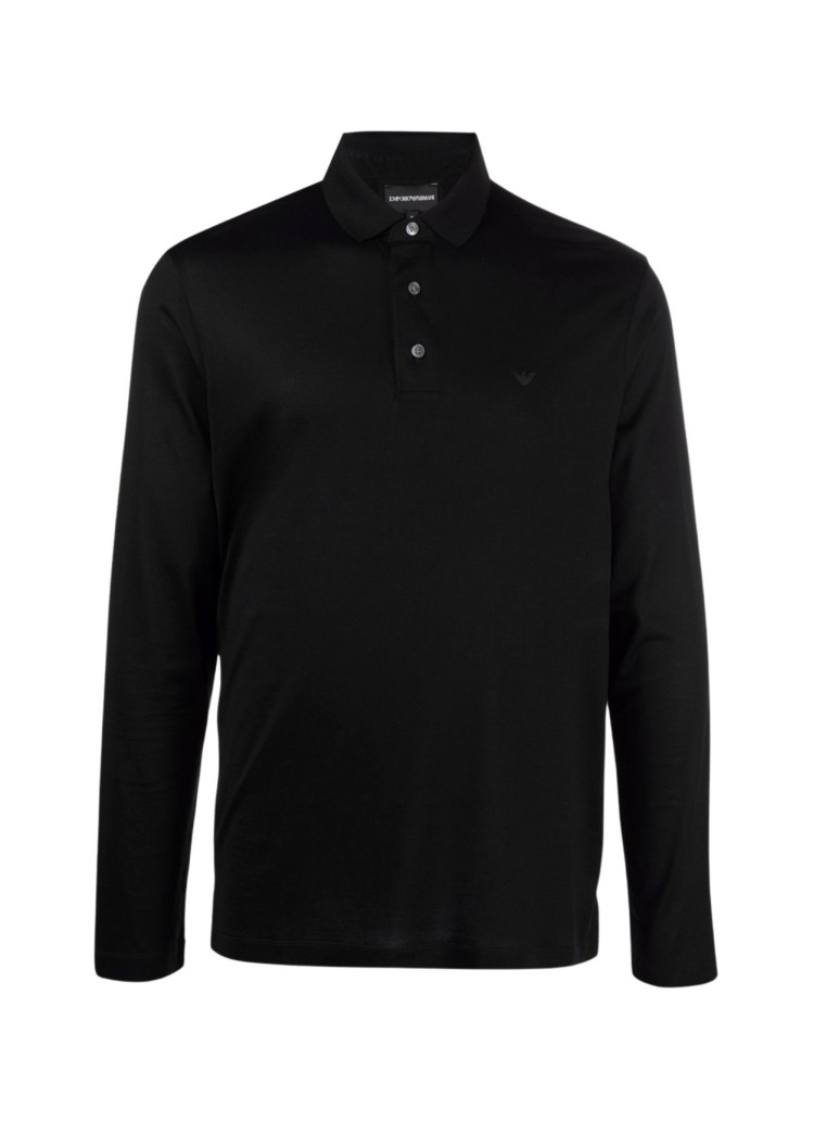 Поло з длинним рукавом Slim Fit для чоловіків (480808), колір Чорний - №1