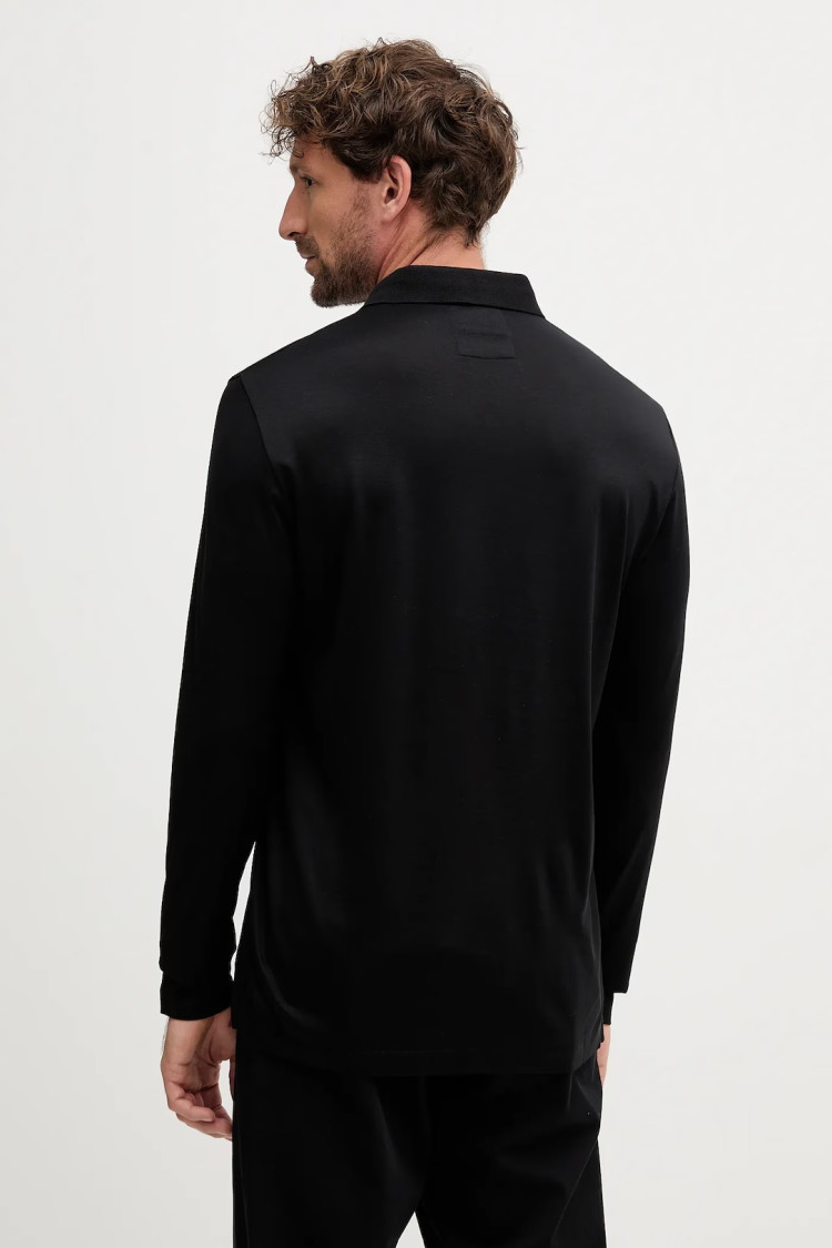 Поло з длинним рукавом Slim Fit для чоловіків (480808), колір Чорний - №4