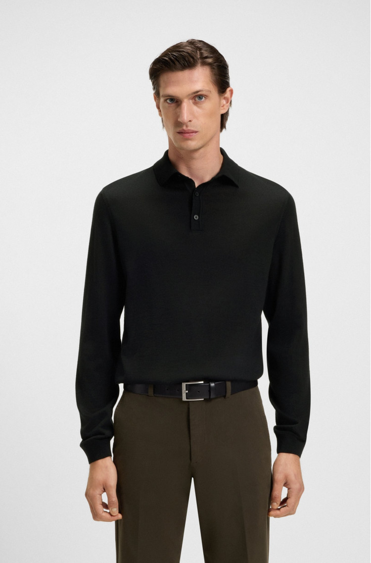 Поло с длинным рукавом Regular Fit для мужчин (481505), цвет Черный - №2