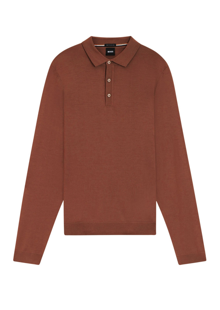 Поло з длинним рукавом Regular Fit для чоловіків (481506), колір Коричневий - №1