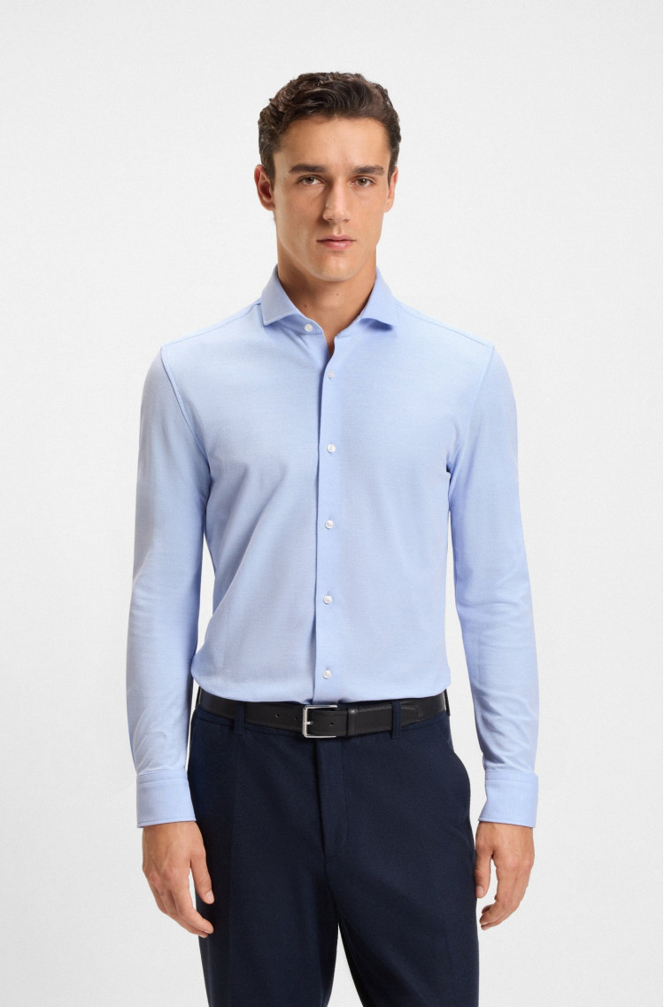 Сорочка деловая Slim Fit для мужчин (481518), цвет Синий - №2