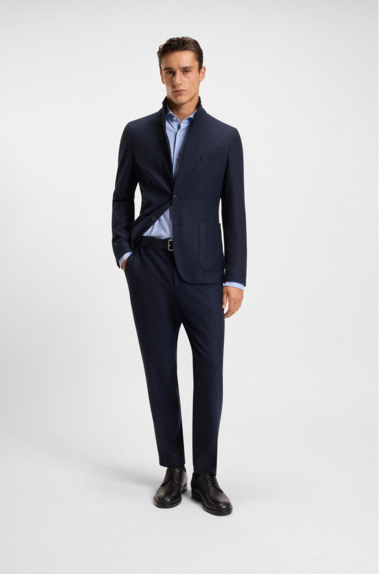 Сорочка деловая Slim Fit для мужчин (481518), цвет Синий - №3