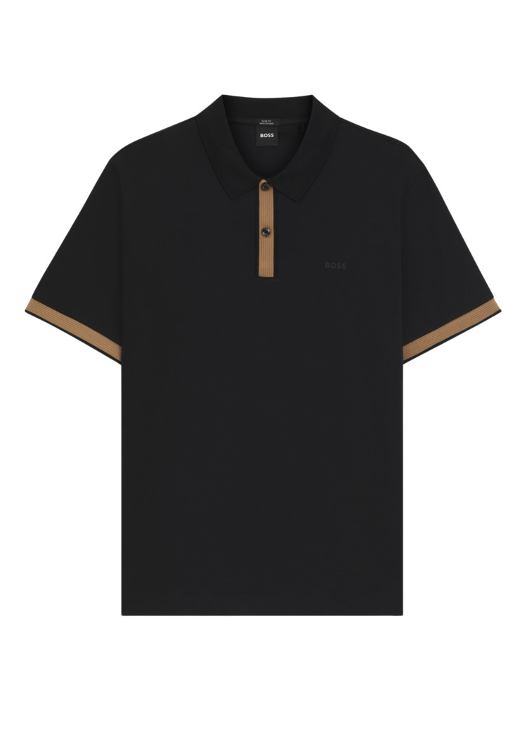Поло Slim Fit для чоловіків (481545), колір Чорний - №1