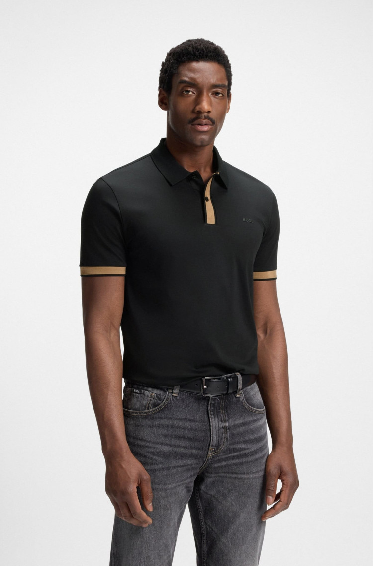 Поло Slim Fit для чоловіків (481545), колір Чорний - №2
