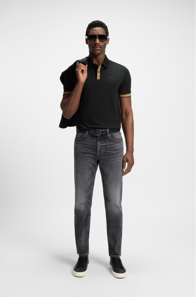 Поло Slim Fit для чоловіків (481545), колір Чорний - №3