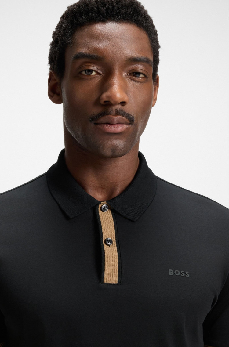 Поло Slim Fit для чоловіків (481545), колір Чорний - №5
