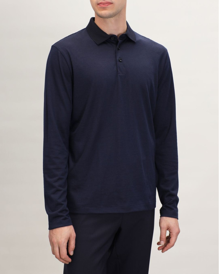 Поло з длинним рукавом Regular Fit для чоловіків (481573), колір Синій - №2