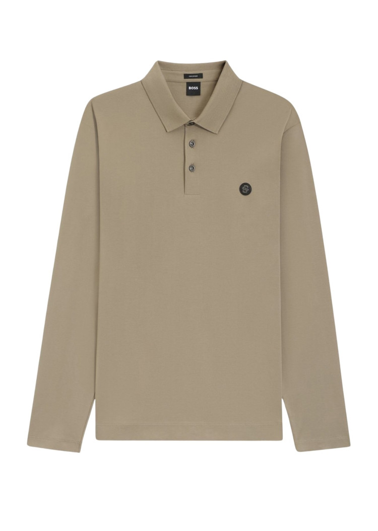 Поло з длинним рукавом Regular Fit для чоловіків (481633), колір Коричневий - №1