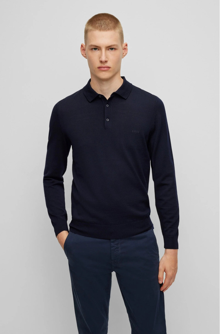 Поло с длинным рукавом Regular Fit для мужчин (481640), цвет Синий - №2