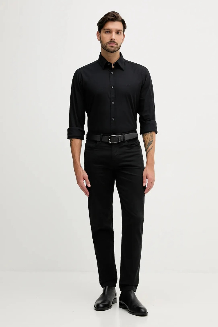 Брюки 5 карманов Regular Slim Fit Средняя для мужчин (481687), цвет Черный - №2