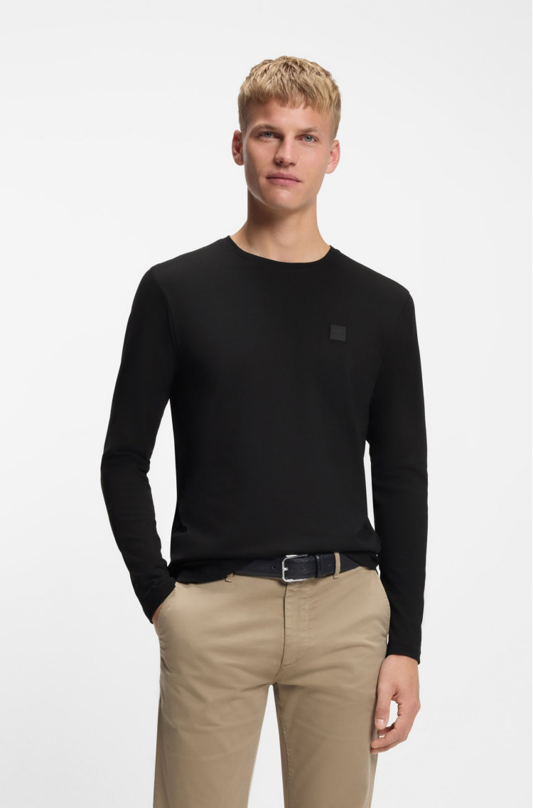 Футболка з довгим рукавом Slim Fit для чоловіків (481696), колір Чорний - №2