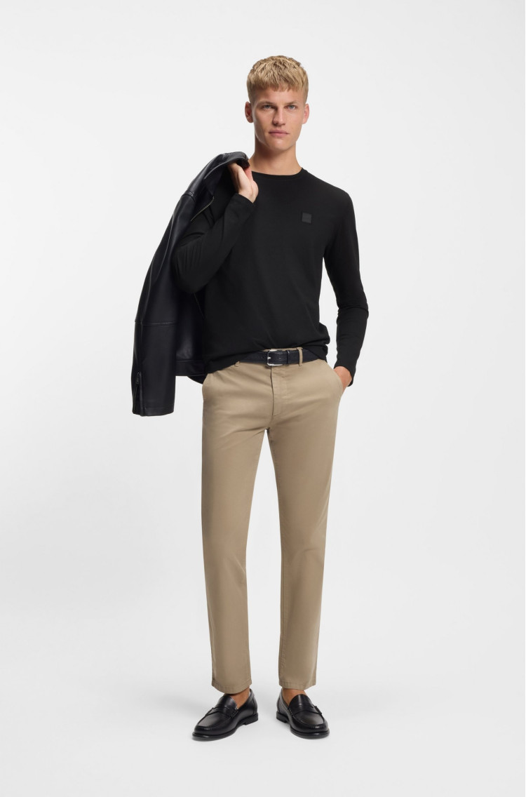 Футболка з довгим рукавом Slim Fit для чоловіків (481696), колір Чорний - №3