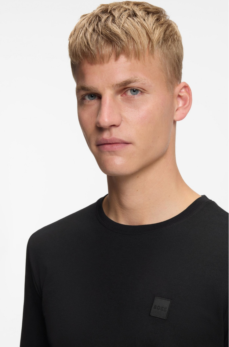 Футболка з довгим рукавом Slim Fit для чоловіків (481696), колір Чорний - №5
