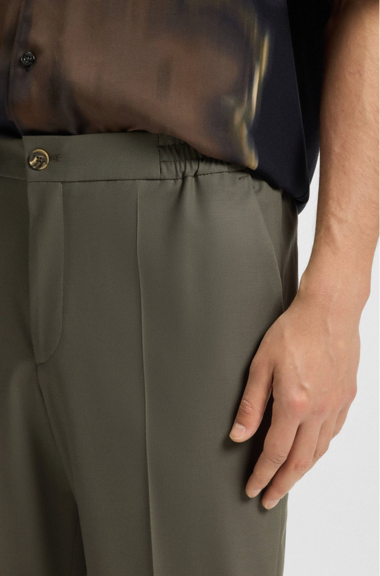 Брюки костюмные Slim Fit Высокая для мужчин (481942), цвет Оливковый - №5