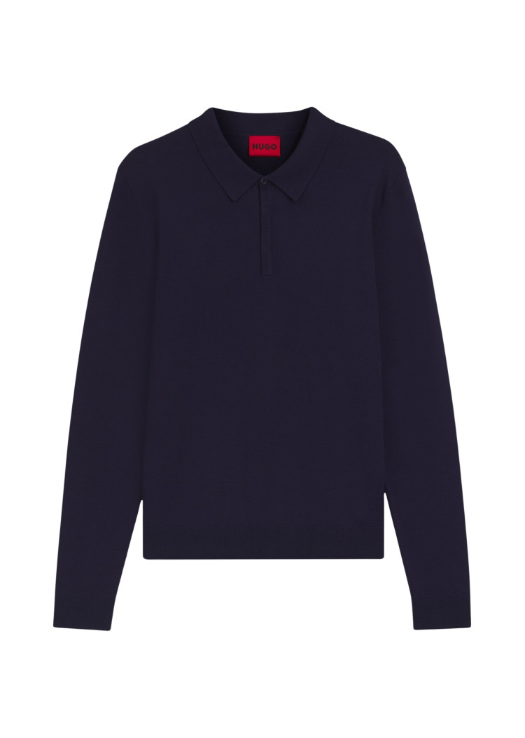 Поло з длинним рукавом Slim Fit для чоловіків (482020), колір Синій - №1