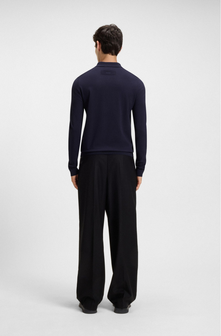 Поло з длинним рукавом Slim Fit для чоловіків (482020), колір Синій - №4