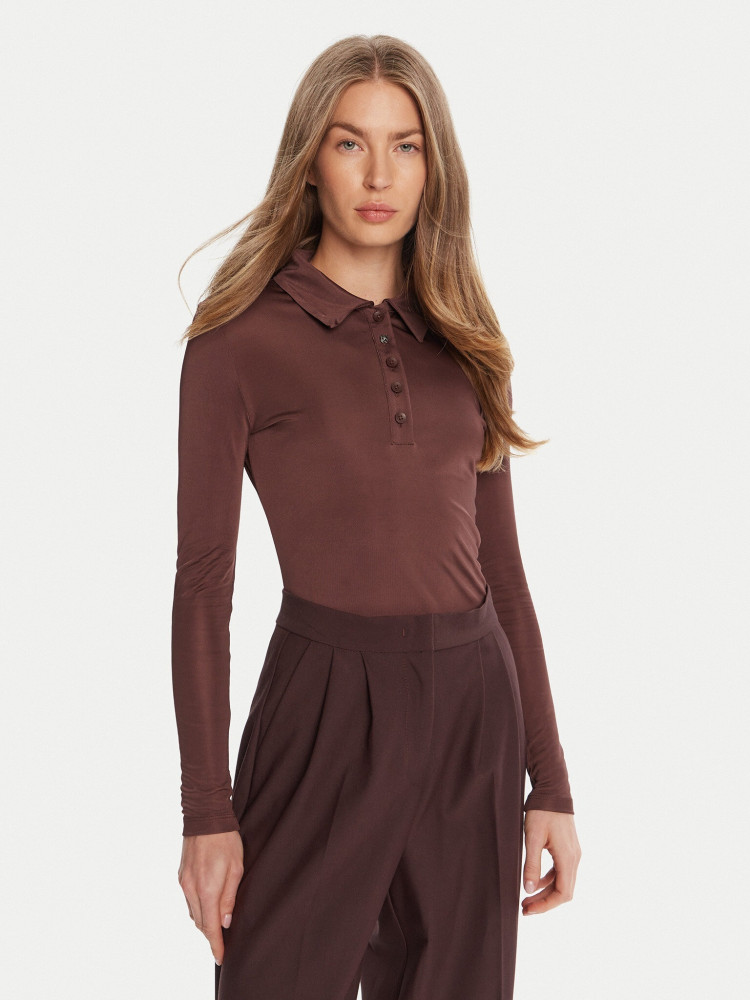 Футболка с длинным рукавом Slim Fit для женщин (482123), цвет Коричневый - №2