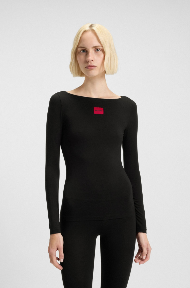 Футболка з длинним рукавом Slim Fit для жінок (482189), колір Чорний - №2