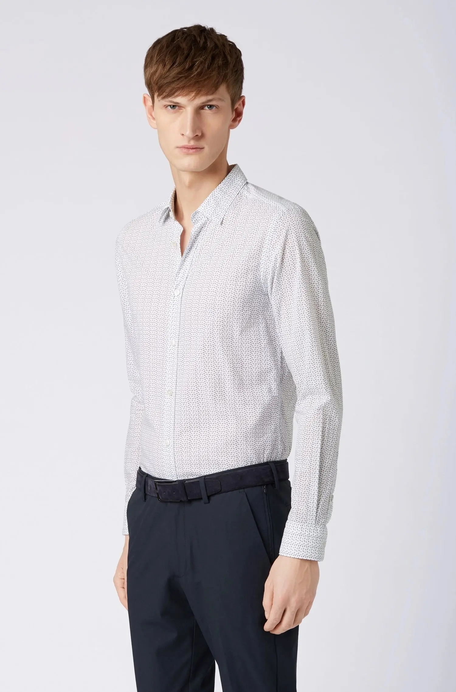 Сорочка деловая Slim Fit для мужчин (455242), цвет Белый - №2