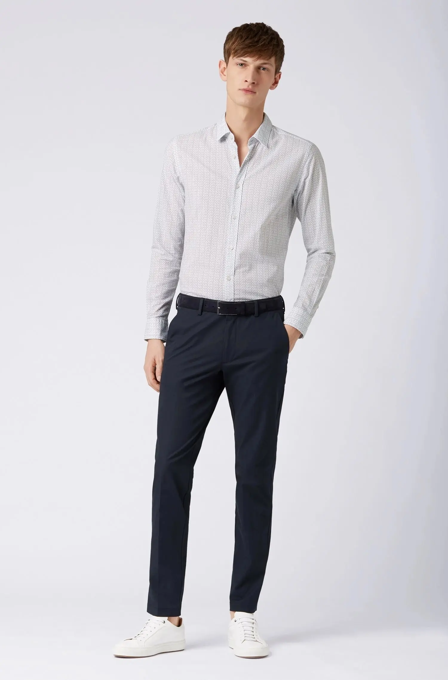 Сорочка деловая Slim Fit для мужчин (455242), цвет Белый - №3