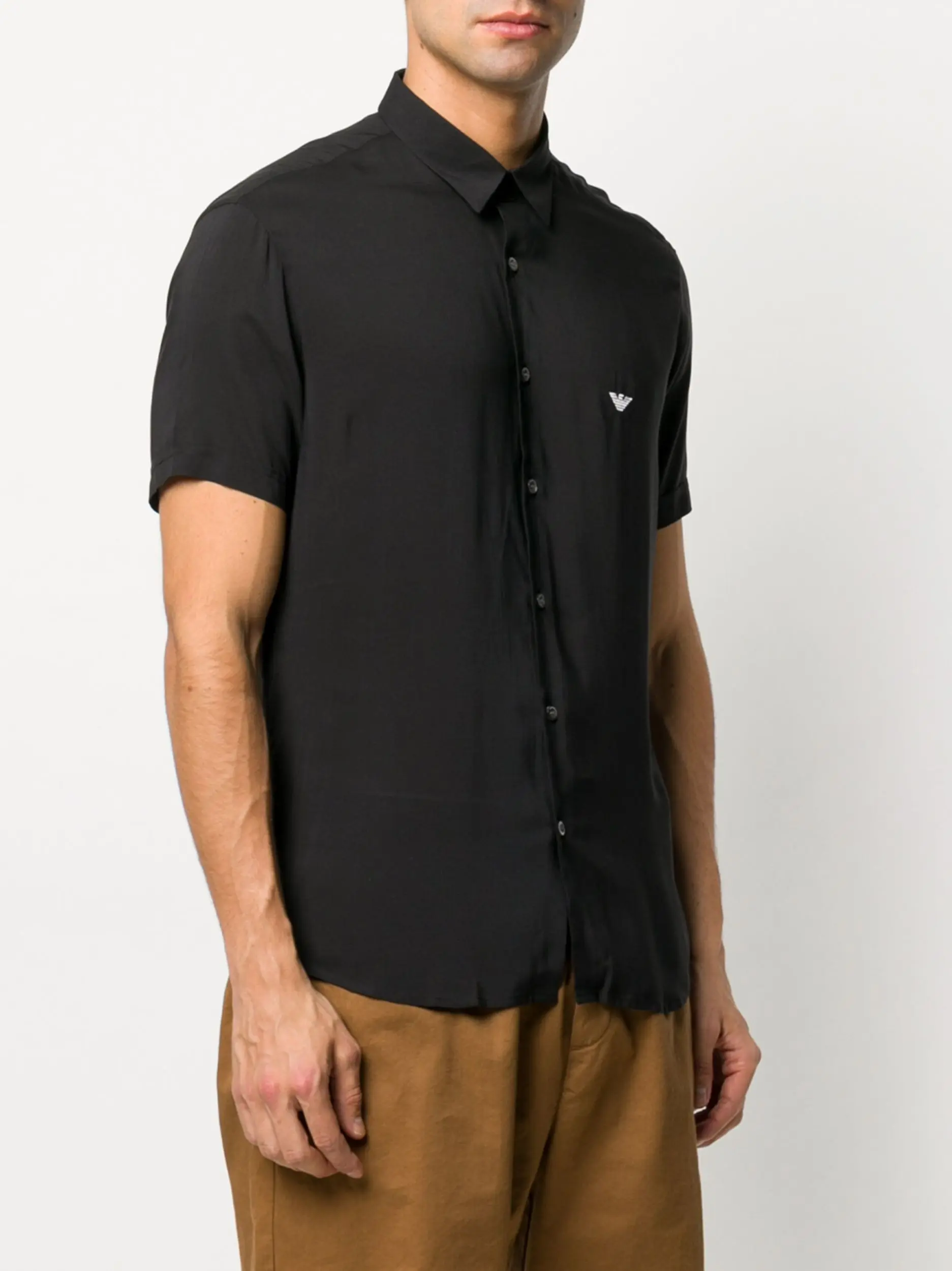 Сорочка повседневная с коротким рукавом Slim Fit для мужчин (462103), цвет Черный - №2