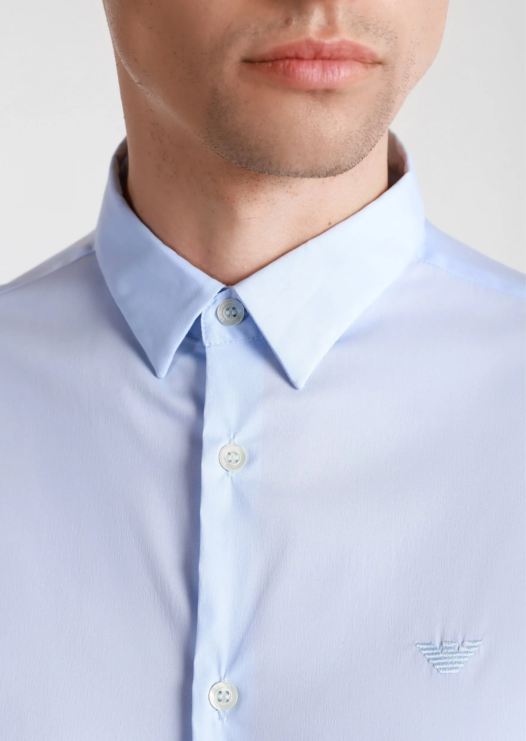 сорочка ділова з коротким рукавом Slim Fit для чоловіків (469259), колір Синій - №4