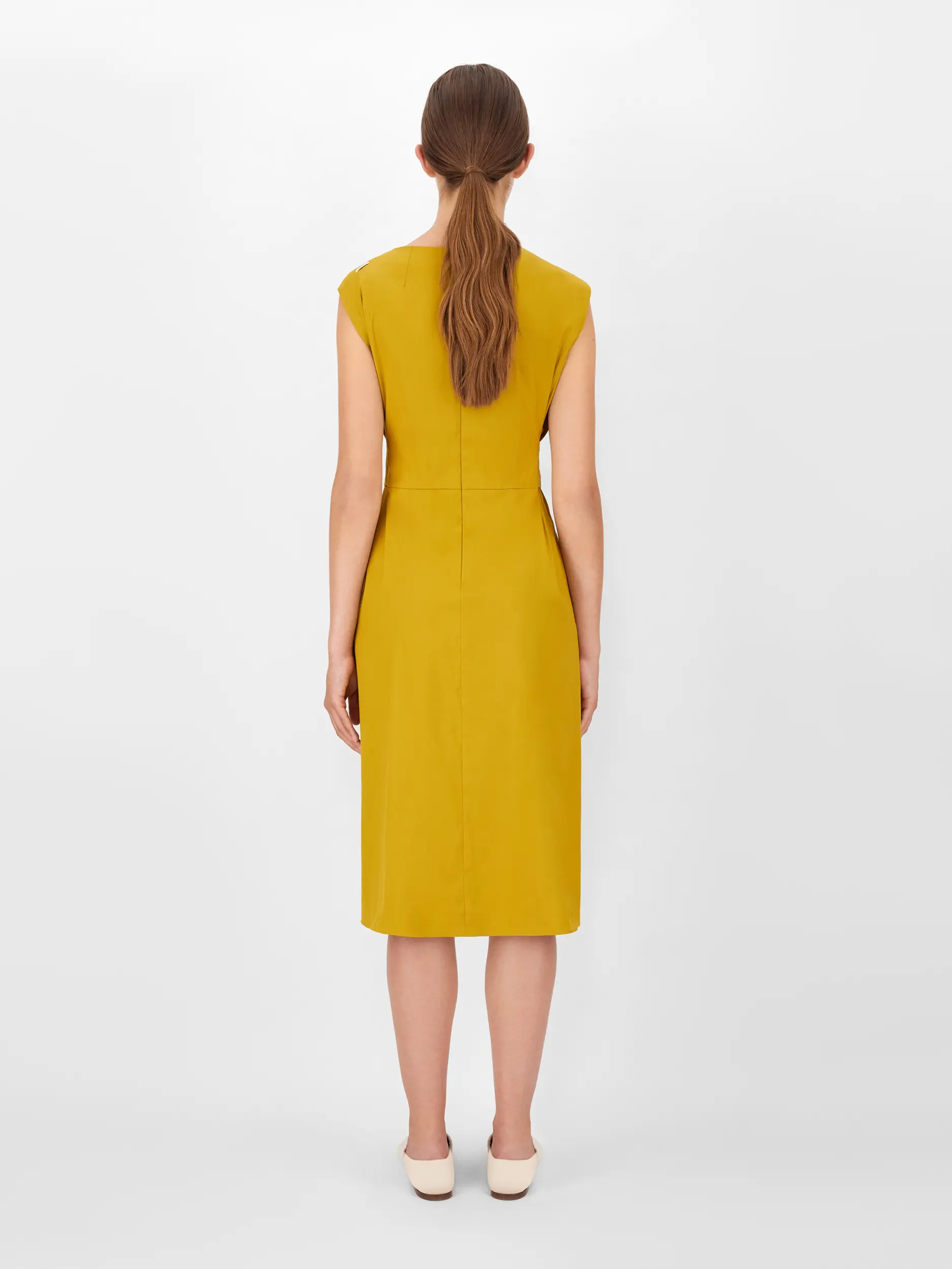 Сукні міді Slim Fit для жінок (469588), колір Жовтий - №3