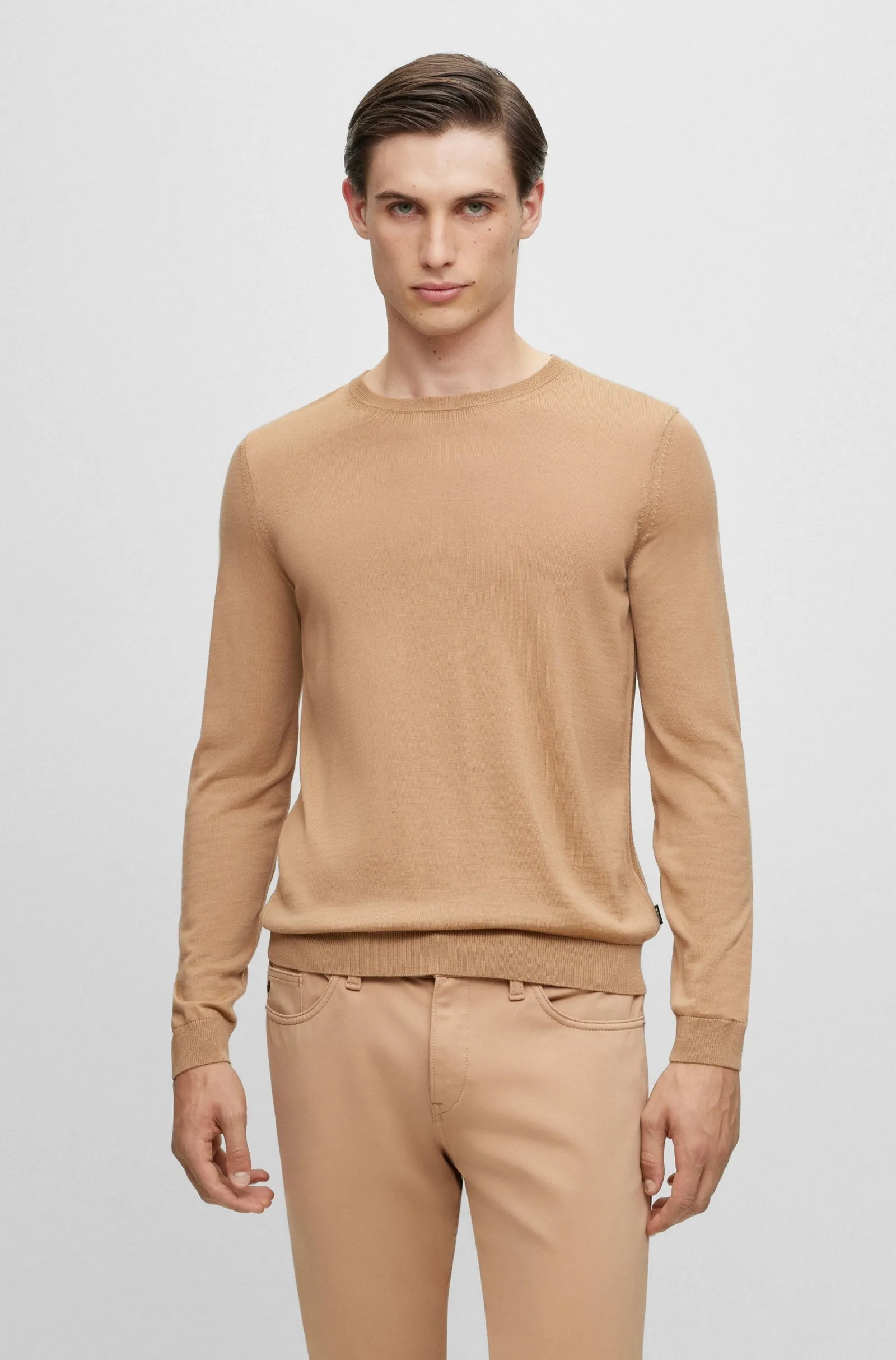 Джемпер Slim Fit для чоловіків (473837), колір Бежевий - №2