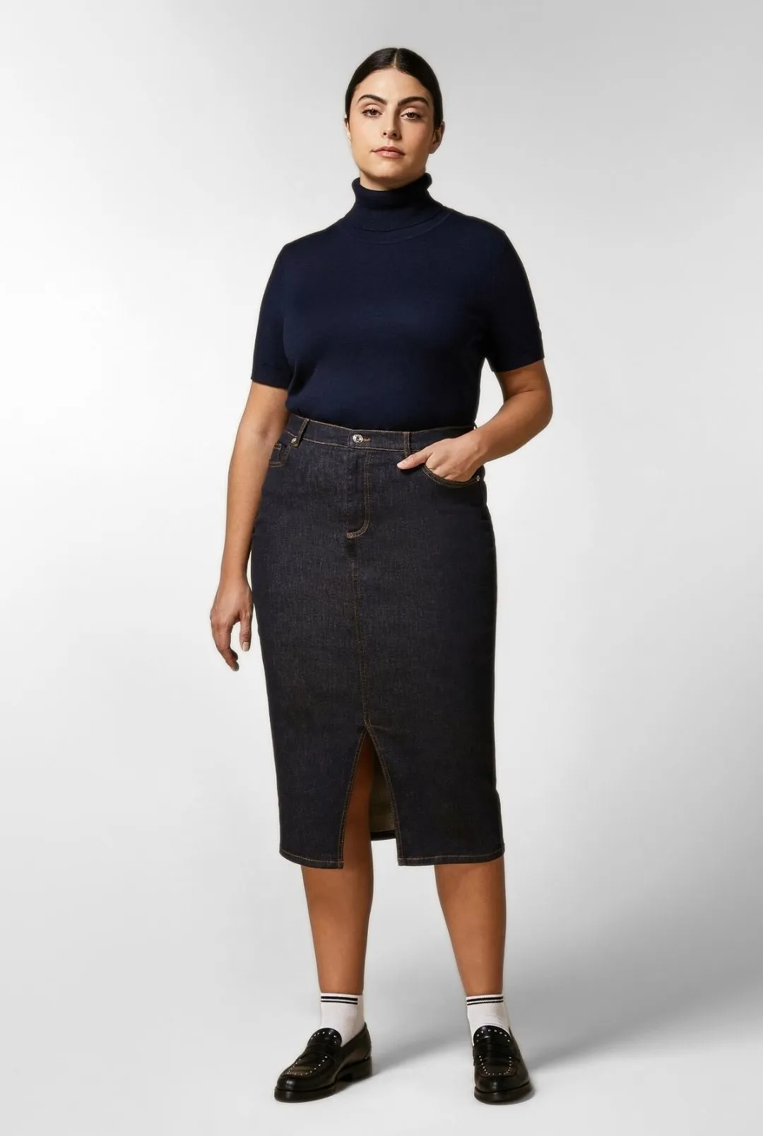 Юбка миди Slim Fit для женщин (474867), цвет Синий - №3