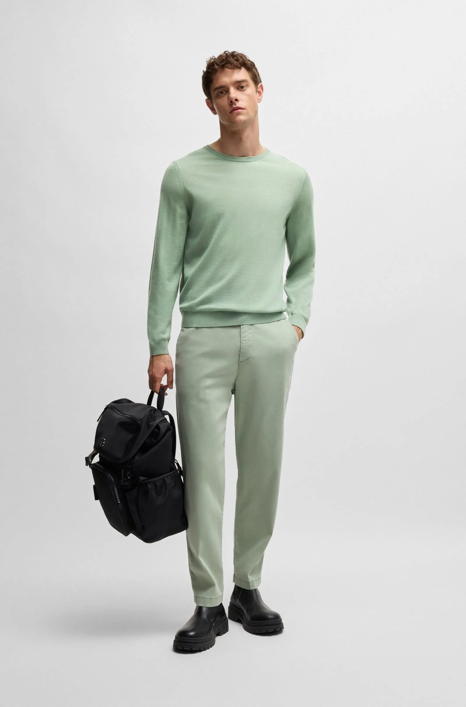 Джемпер Slim Fit для чоловіків (477236), колір Оливковий - №3