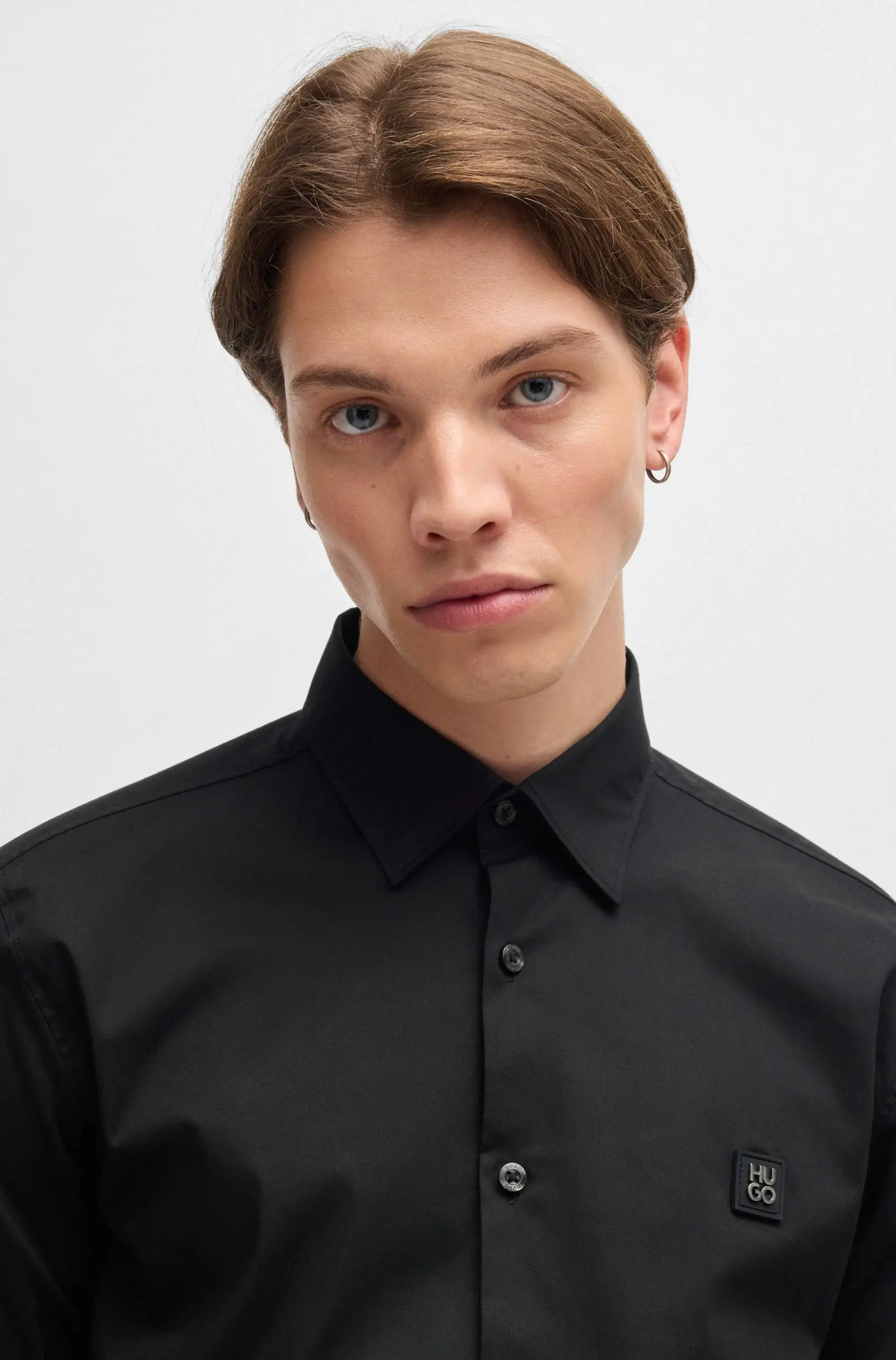 Сорочка повсякденна Slim Fit для чоловіків (477339), колір Чорний - №6