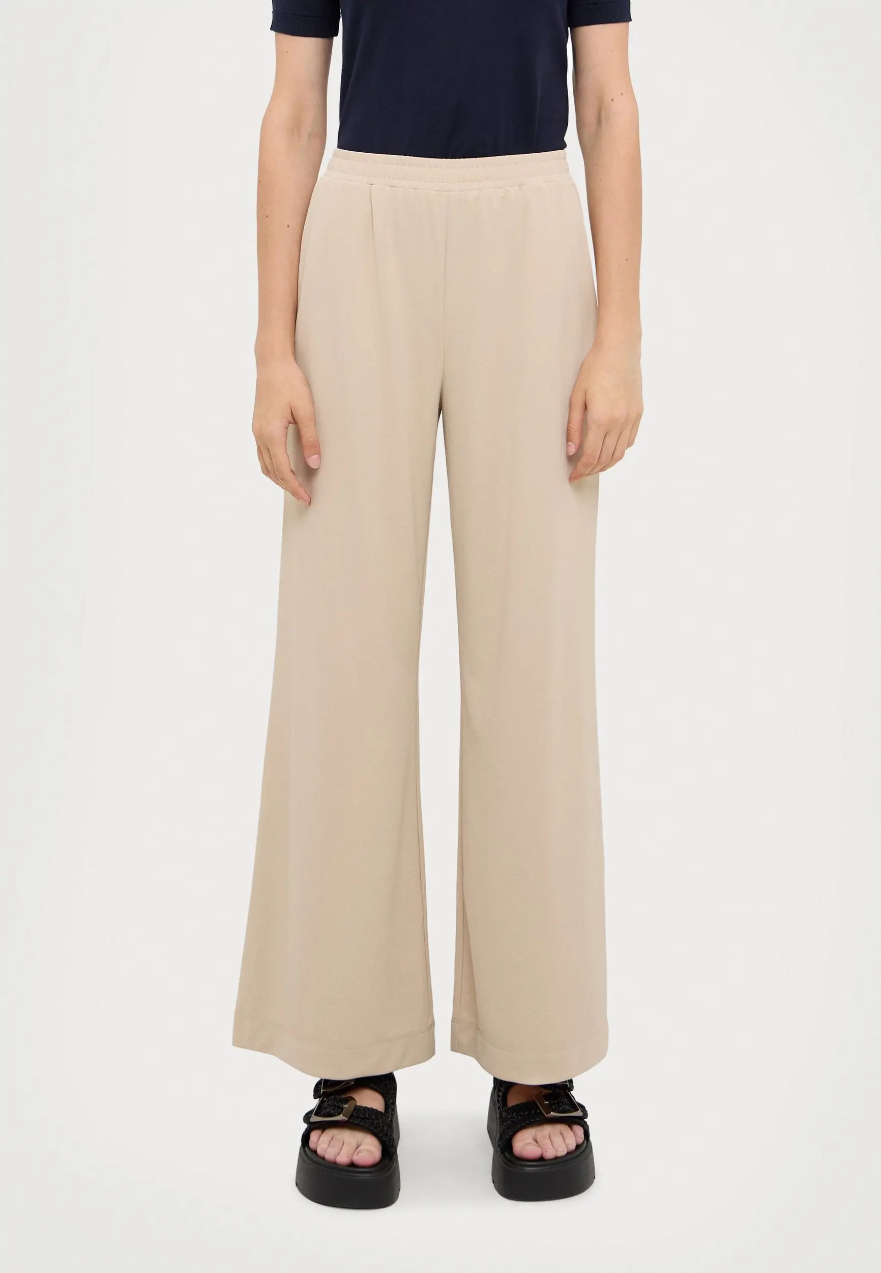 Брюки джерсі Relaxed Fit Висока для жінок (478436), колір Бежевий - №2