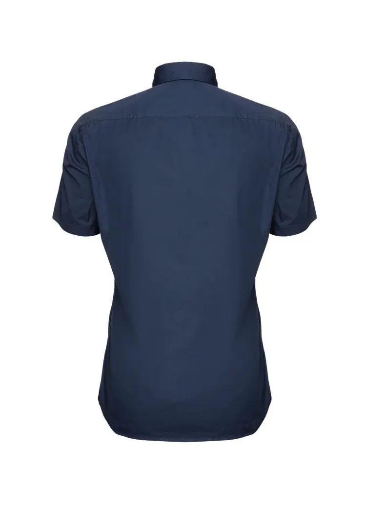 сорочка ділова з коротким рукавом Slim Fit для чоловіків (479369), колір Синій - №2