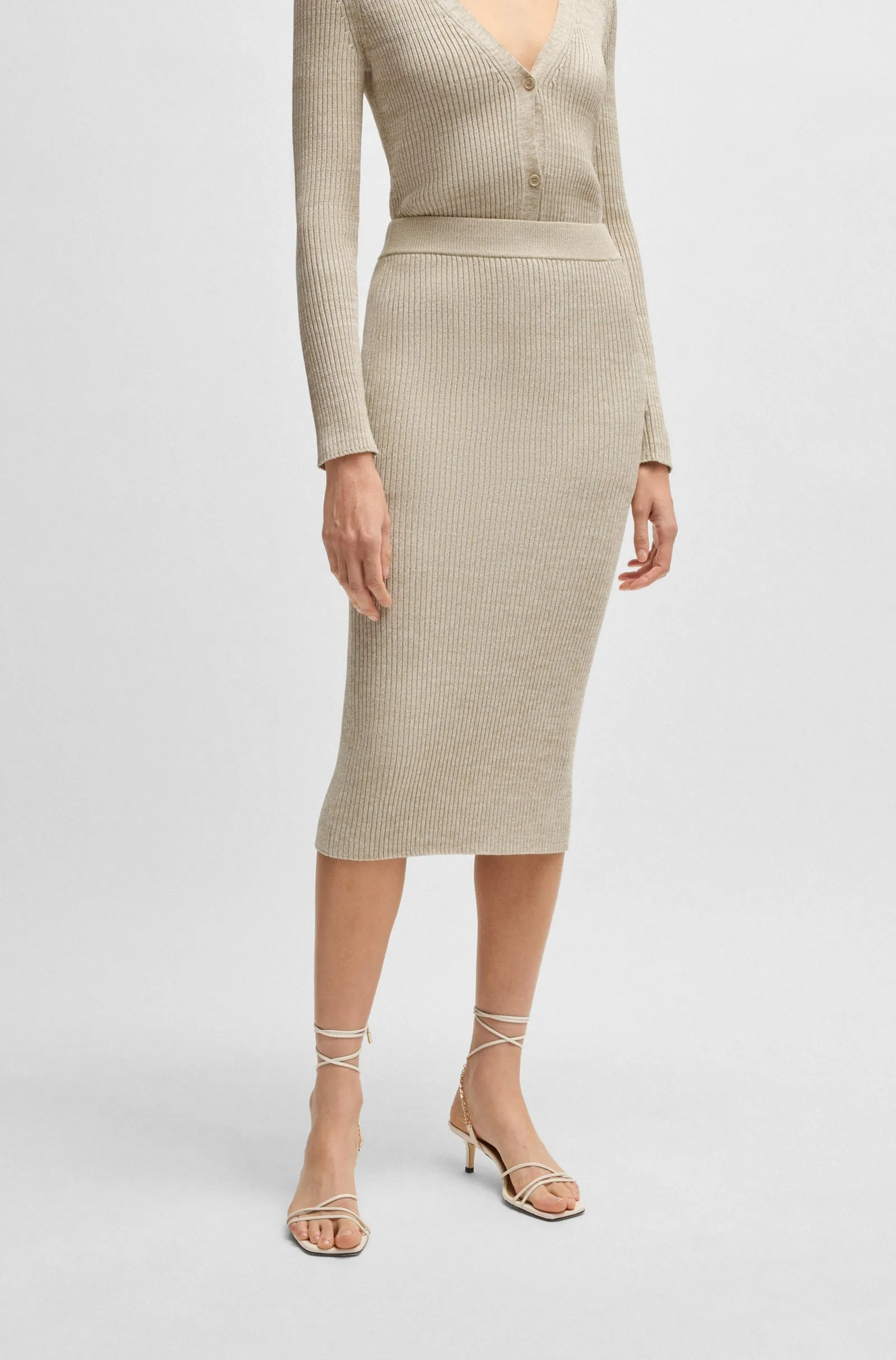 Спідниця міді Slim Fit для жінок (479695), колір Бежевий - №2