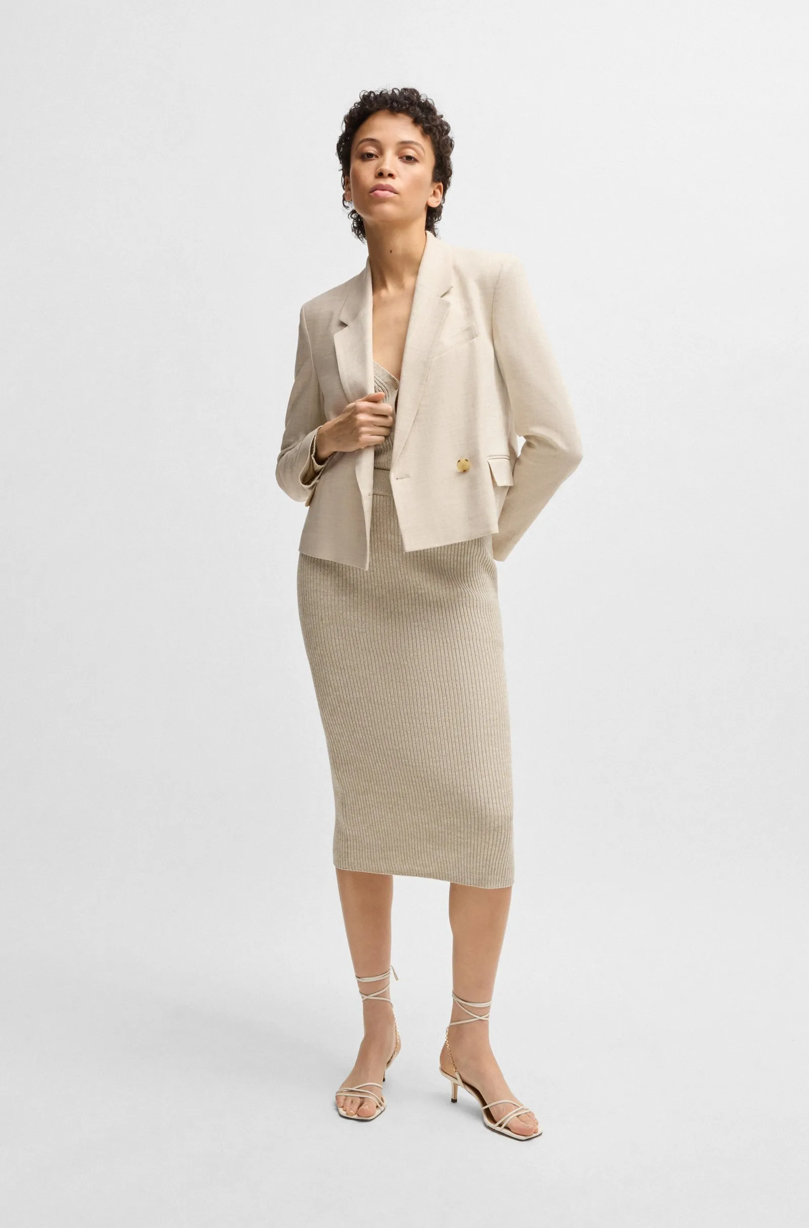 Спідниця міді Slim Fit для жінок (479695), колір Бежевий - №3