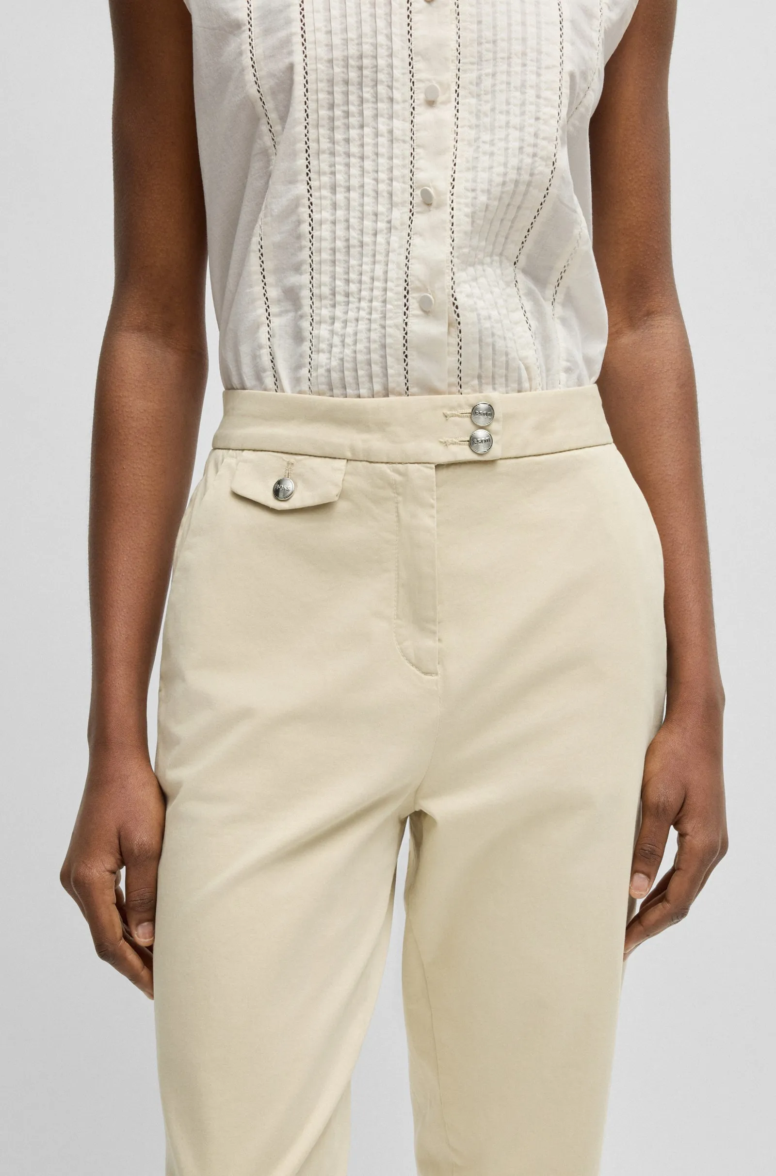 Брюки повседневные Slim Fit Высокая для женщин (479771), цвет Бежевый - №5